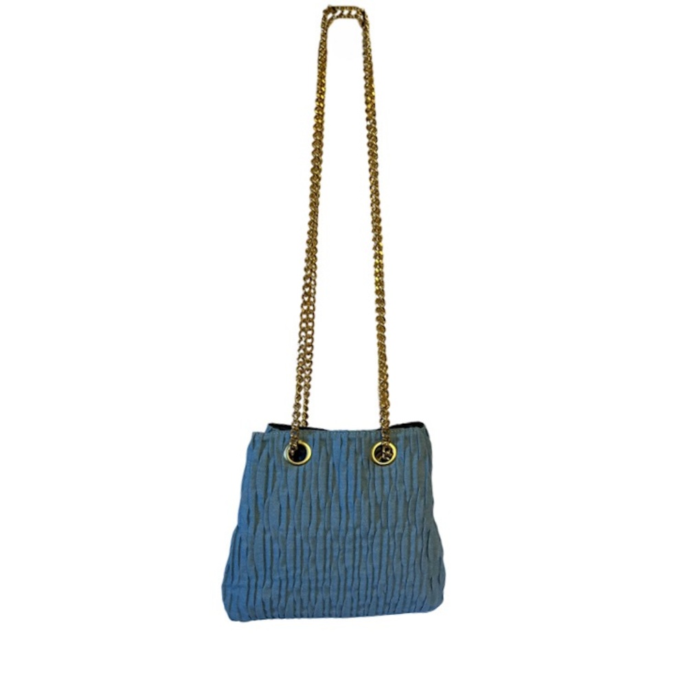 Ribbed Bucket Bag w/Lightweight Gold Chain